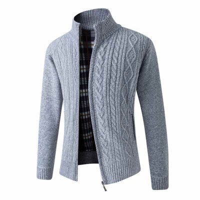 Mens Cardigan Zipper Sweater Knitted Warm Cable Crochet Winter Jacket Men Clothing