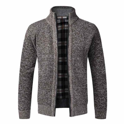 Top Quality Autumn Winter New Men's Jacket Slim Fit Stand Collar Zipper Jacket Men Solid Cotton Thick Warm Men Sweater