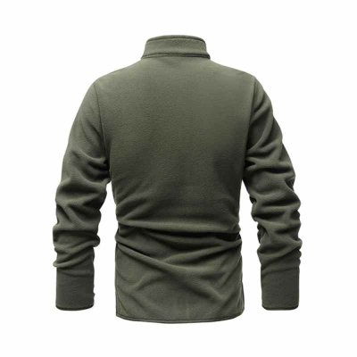 Men's Jacket Slim Double Faced Fleece Tactical Sweater Casual Turn Down Collar Zipper Solid Color Jacket Male Warm Winter Coat