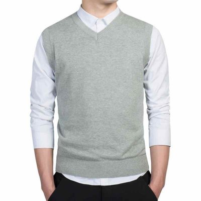Sweater vest Men's Autumn and Winter All match Cotton Knitted V neck Sleeveless Pullover Business Casual Vest Sweater Vest