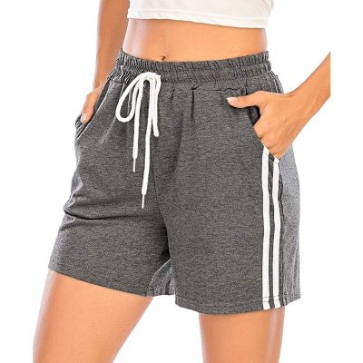 Puimentiua Summer Sport Casual Shorts Women High Waist Shorts Side Striped Short Pants Plus Size Bikers Shorts Women Clothes