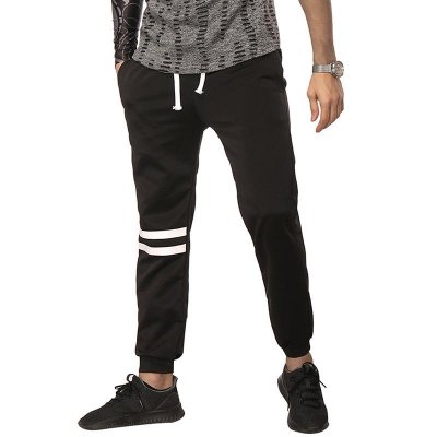 2018 Casual Pocket Striped Hip hop Sweatpants Men Organic Cotton Comfortable Harem Pants Male Joggers Routine School Black Pants
