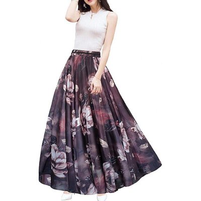 Floral Long Summer Beach Chiffon Wrap Cover Up Maxi Skirt for Women