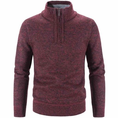 Winter Men's Fleece Thicker Sweater Half Zipper Turtleneck Warm Pullover Quality Male Slim Knitted Wool Sweaters for Spring